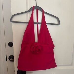 Zara Hot Pink Halter Top with Rosette